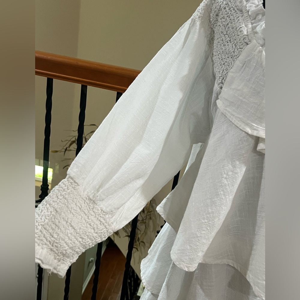 CHELSEA & THEODORE Tiered Ruffle OFF White BOHO, Peasant Dress SIZE XL - Picture 11 of 11